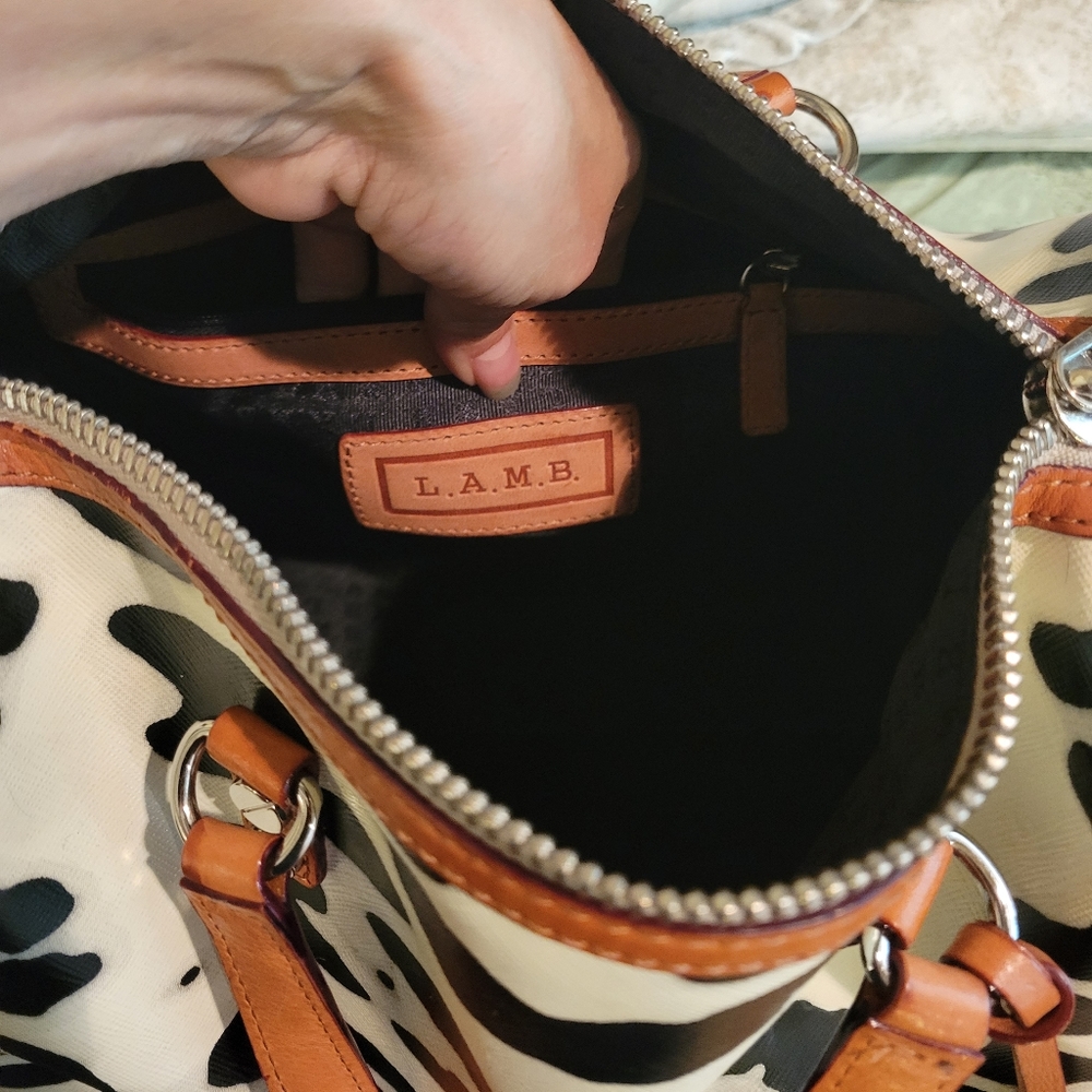 L.A.M.B. by Gwen Stefani Snow Leopard Satchel Designer Leather Vintage  #178 - Picture 15 of 17